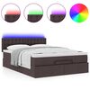 vidaXL Bed poef met matras en LED's 140x190 cm stof donkerbruin