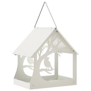 vidaXL Hangend vogelvoederhuisje Staal Wit