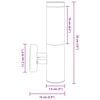 vidaXL Buiten Wandlamp Zilver 15 x 7.5 x 33 cm Roestvrij staal