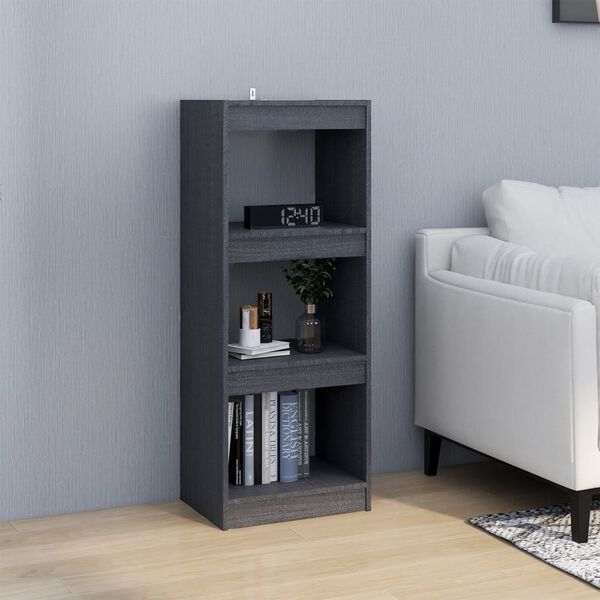 vidaXL Boekenkast/kamerscherm 40x30x103,5 cm massief grenenhout grijs
