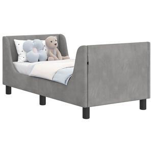 vidaXL Peuterbedframe met hoofdbord Lichtgrijs 70 x 140 cm Fluweel