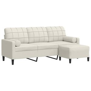 vidaXL Driezitsbank met voetenbank 180 cm fluweel cr&egrave;mekleurig