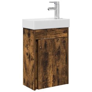 vidaXL Badkamermeubel met kraan Gerookt eiken 40,5 x 22,5 x 62 cm