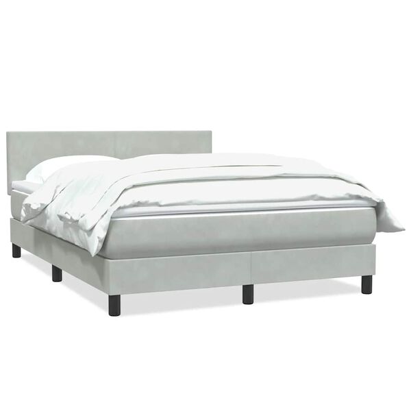 vidaXL Boxspring met matras fluweel lichtgrijs 160x210 cm
