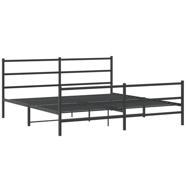 vidaXL Bedframe met hoofd- en voeteneinde metaal zwart 183x213 cm