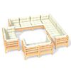 vidaXL 11-delige Loungeset met cr&egrave;mekleurige kussens grenenhout