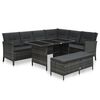 vidaXL 3-delige Loungeset met kussens poly rattan grijs