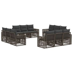 vidaXL Tuinbankenset 12 pcs Grijs en Donkergrijs poly rattan