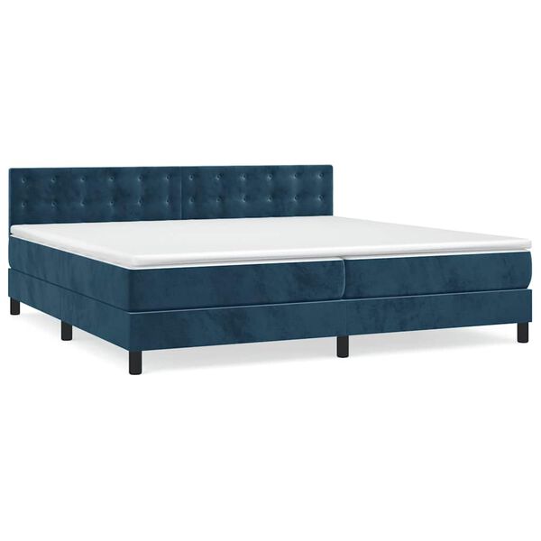 vidaXL Boxspring met matras fluweel donkerblauw 200x200 cm