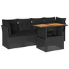 vidaXL 5-delige Loungeset met kussens poly rattan zwart