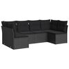 vidaXL 6-delige Loungeset met kussens poly rattan zwart