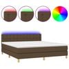 vidaXL Boxspring met matras en LED stof donkerbruin 160x200 cm