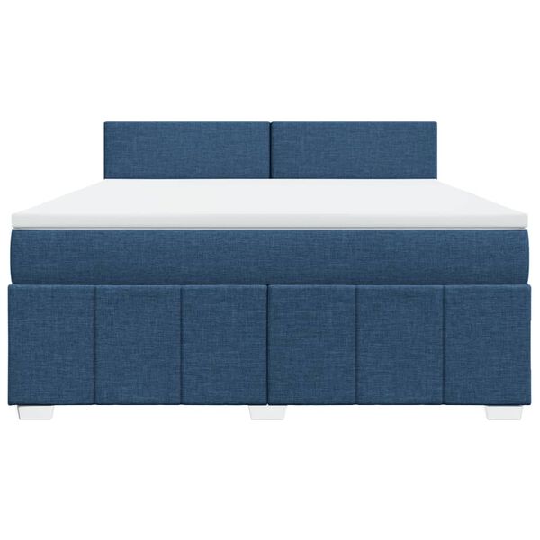 vidaXL Boxspring met matras stof blauw 180x200 cm
