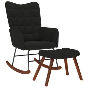 vidaXL Schommelstoel met kruk zwart fluweel