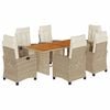 vidaXL 7-delige Tuinset met kussens poly rattan beige