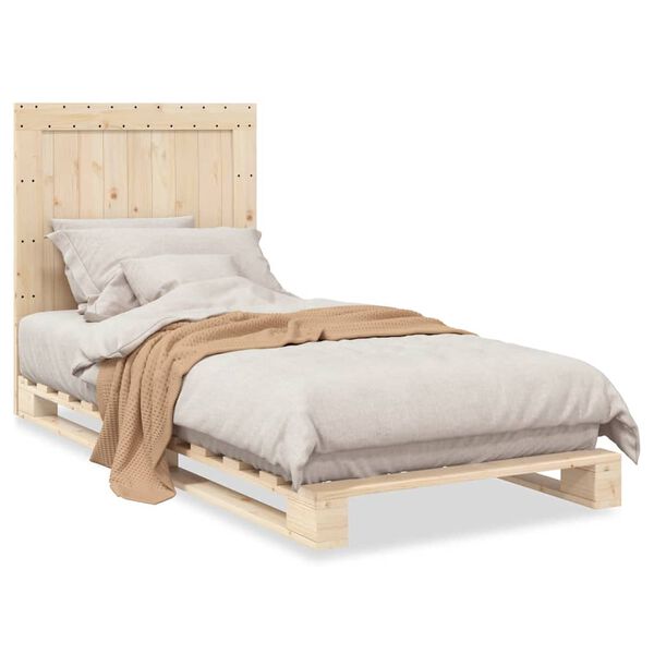 vidaXL Bedframe met hoofdbord massief grenenhout 90x200 cm