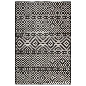 vidaXL Buitenkleed met patroon platgeweven 140x200 cm zwart