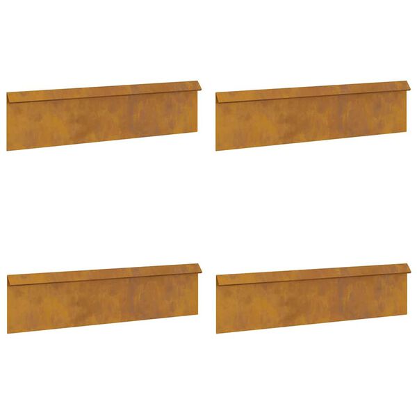 vidaXL Slakkenhekje 4 pcs Roestig 100 x 3,5 x 25 cm Cortenstaal