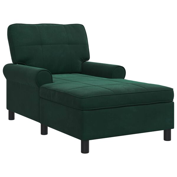 vidaXL Chaise Lounge met kussen Donkergroen 91 x 157 x 91 cm Fluweel