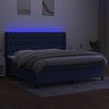 vidaXL Boxspring met matras en LED stof blauw 200x200 cm