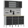 vidaXL Werk kast met lade 7 pcs Zwart Engineered hout en staal
