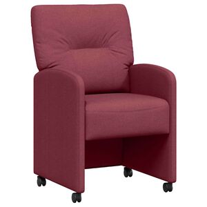 vidaXL Dining Stoelen met Wielen 2 pcs Wijnrood 57 x 67 x 95 cm Stof