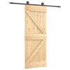 vidaXL Schuifdeur Naturel en Zwart 85 x 210 cm Massief Grenenhout