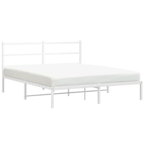 vidaXL Bedframe met hoofdbord metaal wit 160x200 cm