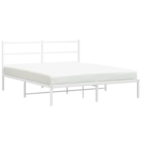 vidaXL Bedframe met hoofdbord metaal wit 160x200 cm