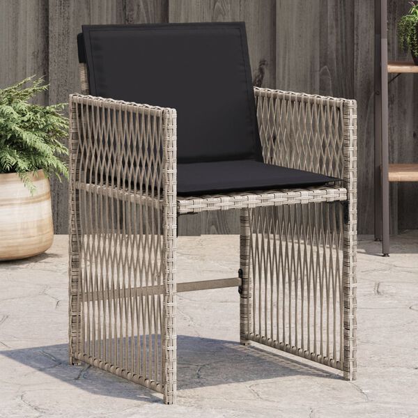 vidaXL Tuinstoelen 4 st met kussens poly rattan lichtgrijs