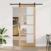 vidaXL Schuifdeur Naturel 83 x 232 cm Massief grenenhout en glas