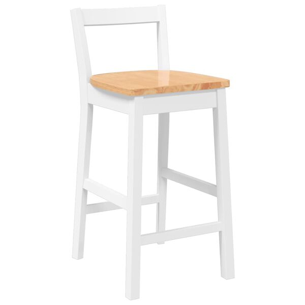 vidaXL Barkrukken 2 stuks Wit Massief Hout Rubber