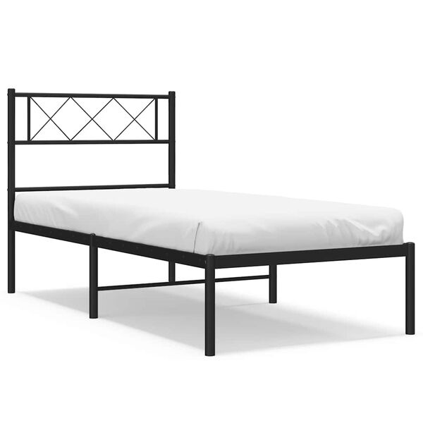 vidaXL Bedframe met hoofdbord metaal zwart 100x200 cm
