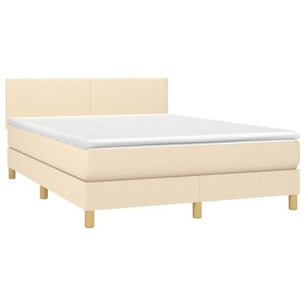 vidaXL Boxspring met matras stof cr&egrave;mekleurig 140x190 cm