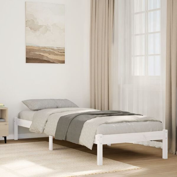 vidaXL Bedframe extra lang zonder matras grenenhout wit 100x220 cm