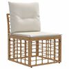 vidaXL Modulaire Outdoor Armloze Sofa Eenheid Naturel poly rattan