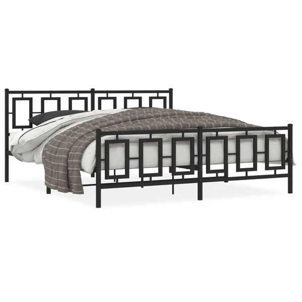 vidaXL Bedframe met hoofd- en voeteneinde metaal zwart 183x213 cm