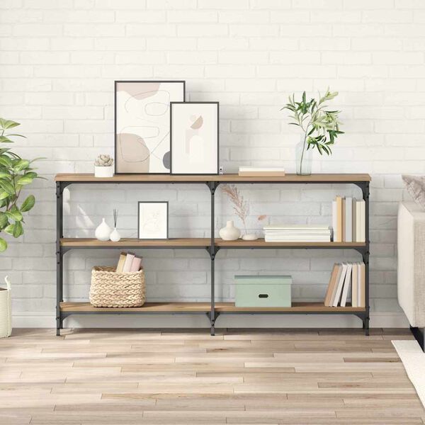 vidaXL Wandtafel Artisan Eiken 150 x 29 x 75 cm Geperst Hout en Metaal