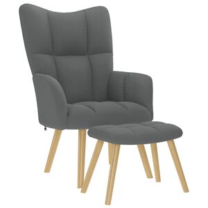 vidaXL Relaxstoel met voetenbank stof donkergrijs