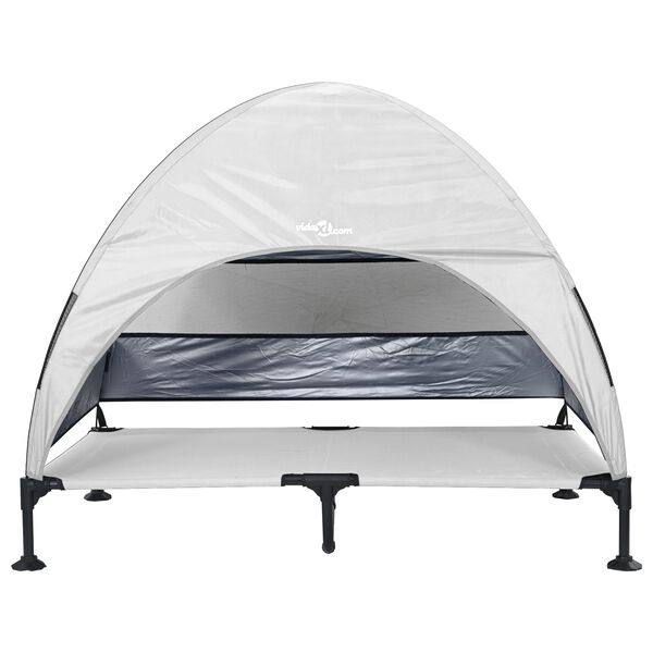 vidaXL Verhoogd Hondenbed Zilvergrijs 127 x 81 x 108 cm Stof en Staal