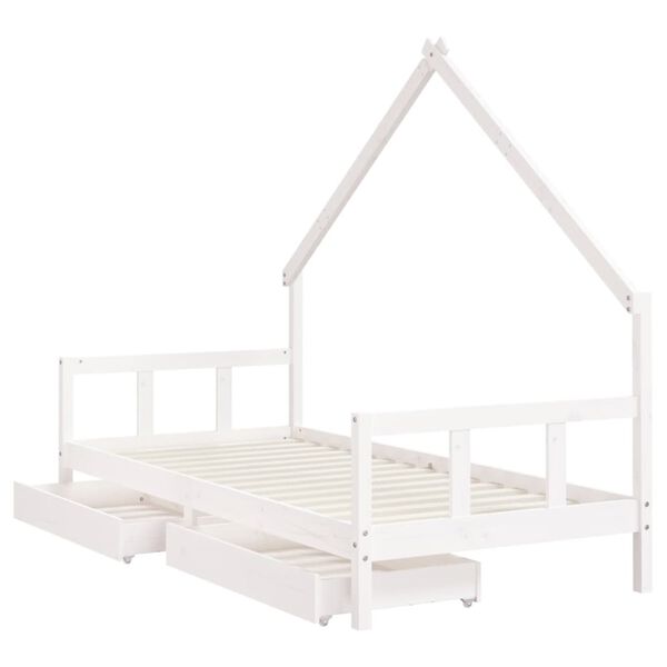 vidaXL Kinderbedframe met lades 90x190 cm massief grenenhout wit