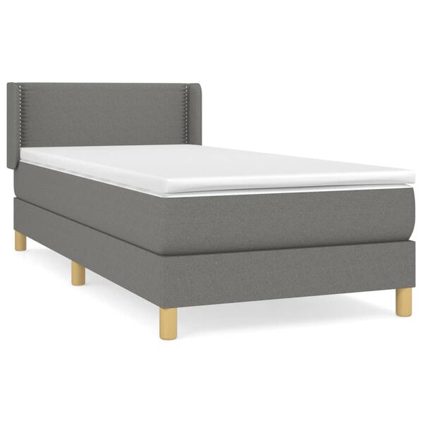 vidaXL Boxspring met matras stof donkergrijs 100x200 cm