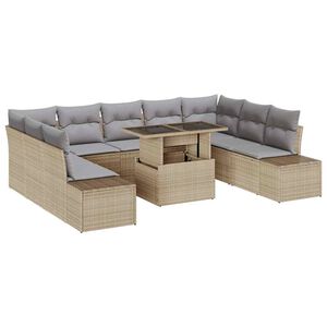 vidaXL Tuin Sofa Set 10 st Beige en Licht Grijs poly rattan