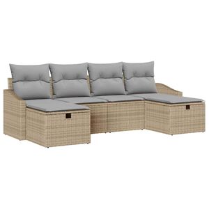 vidaXL Tuin Sofa Set met kussen 6 pcs Beige Poly riet