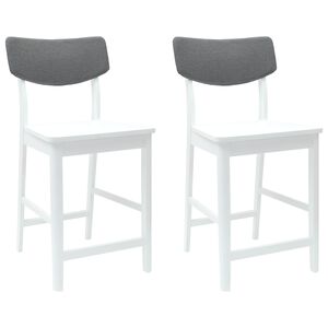 vidaXL Eettafelstoelen 2 st Massief Rubberhout Wit 48 x 49 x 95 cm