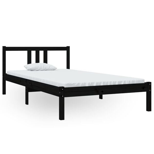 vidaXL Bedframe massief hout zwart 100x200 cm