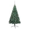 vidaXL Kunstkerstboom met verlichting en kerstballen half 210 cm groen