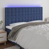 vidaXL Hoofdbord LED 200x5x118/128 cm stof blauw
