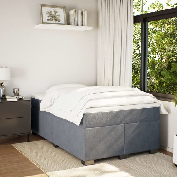 vidaXL Boxspring met matras fluweel donkergrijs 120x190 cm