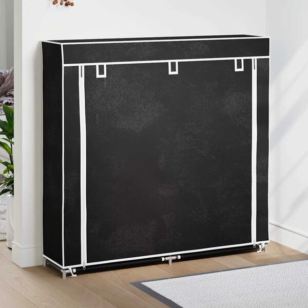 vidaXL Schoenenkast met hoes 115x28x110 stof zwart